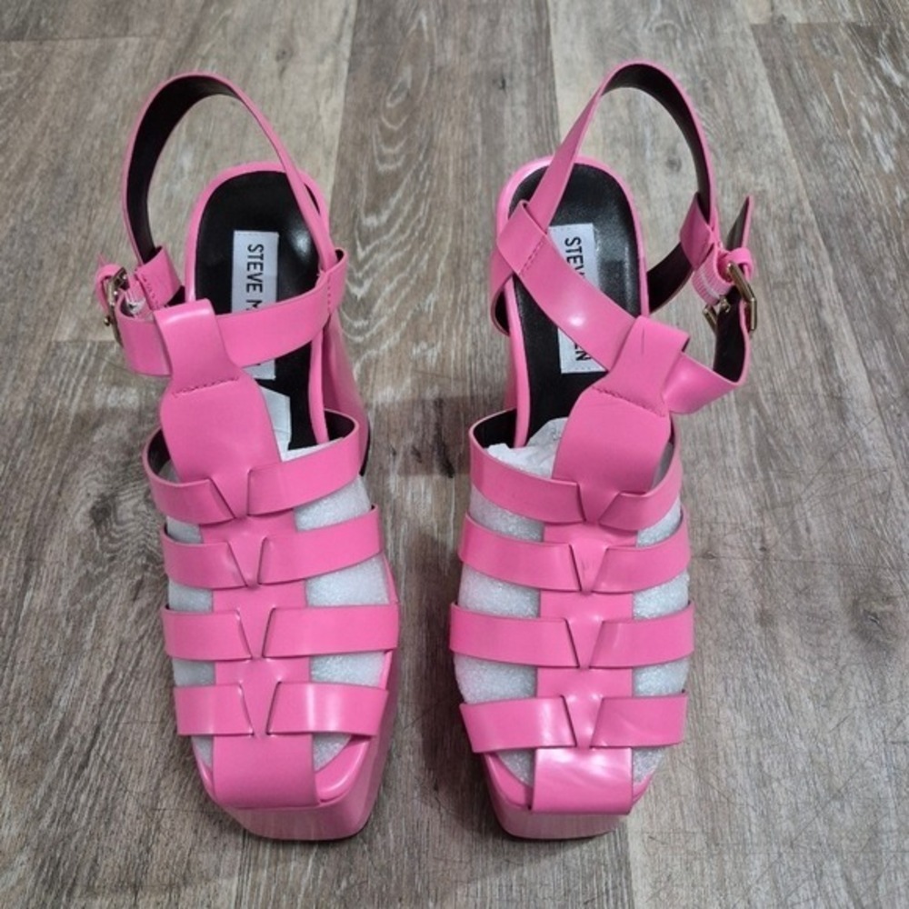 Steve Madden Pink Platform Gladiator Sandals Block Heel Ankle Strap Size 7 - Picture 2 of 8